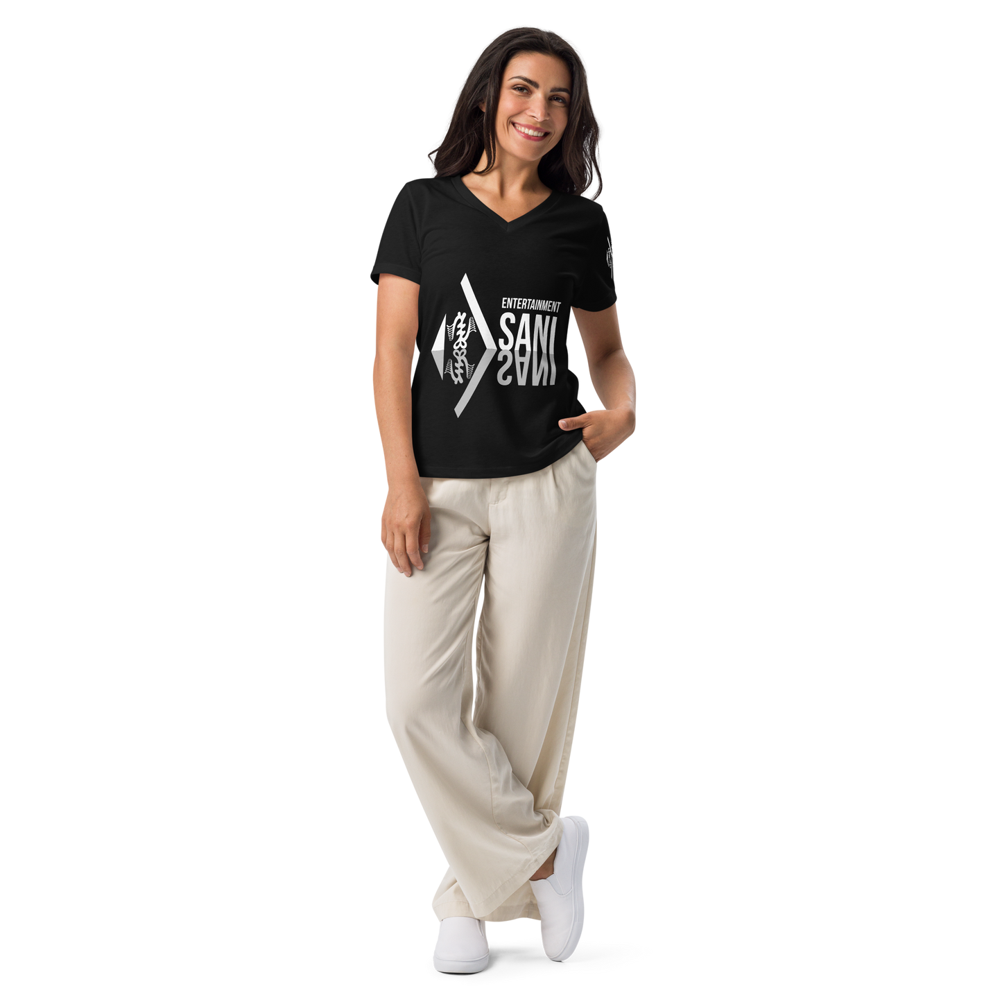 Asani Entertainment Women’s relaxed v-neck t-shirt